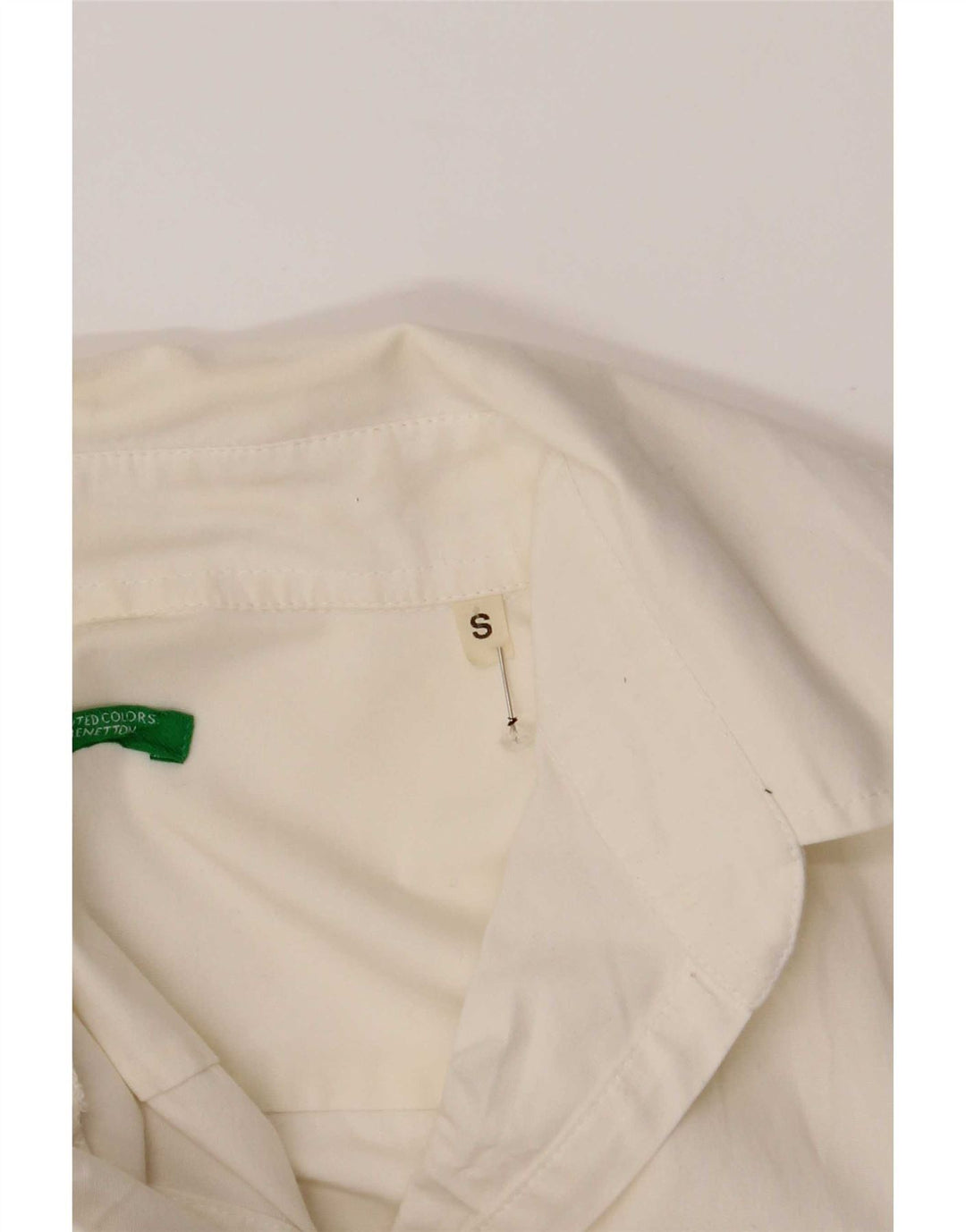 Benetton Damen-Pullover-Hemd, UK 10, Größe S, weiße Baumwolle