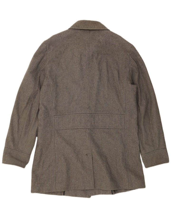 CALVIN KLEIN Mens Double Breasted Overcoat UK 44 2XL Grey