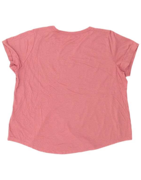 NIKE Damen Dri Fit T-Shirt Top UK 18 XL Rosa Polyester