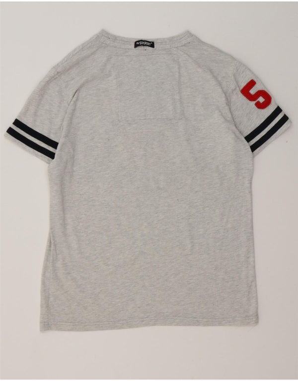 SUPERDRY Herren-Grafik-T-Shirt-Oberteil 2XL aus grau melierter Baumwolle