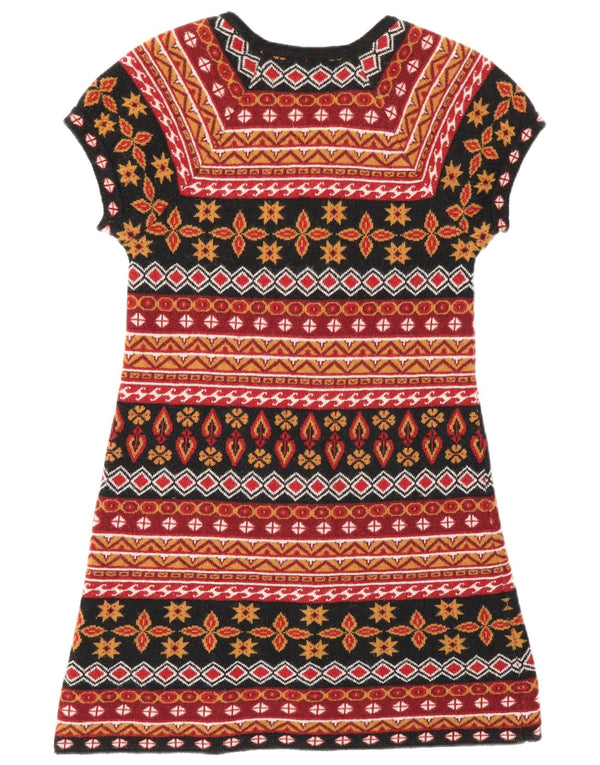 Zara Damen Pulloverkleid UK 12 Medium Mehrfarbige geometrische Wolle
