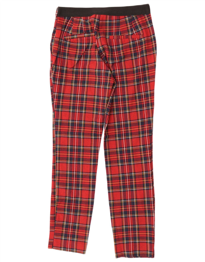 Schmale Freizeithose für Damen von Zara, Größe S, W26, L26, rot kariert, Polyester