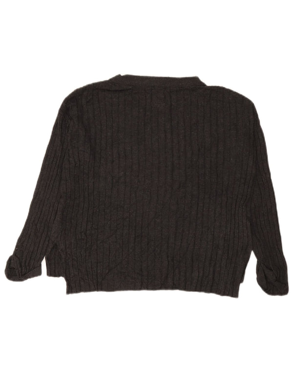 Zara Mädchen-Pullover mit U-Boot-Ausschnitt, übergroß, 8–9 Jahre, graue Viskose