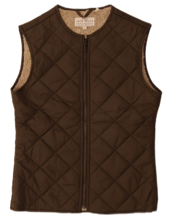 Jack Wills Damen Sherpa Wattierte Weste UK 8 Small Khaki Nylon