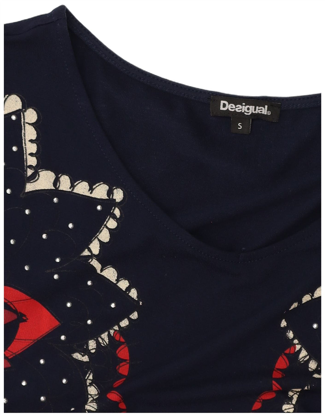 DESIGUAL Grafik-A-Linien-Kleid für Damen, Gr. 10, Größe S, Marineblau mit Blumenmuster
