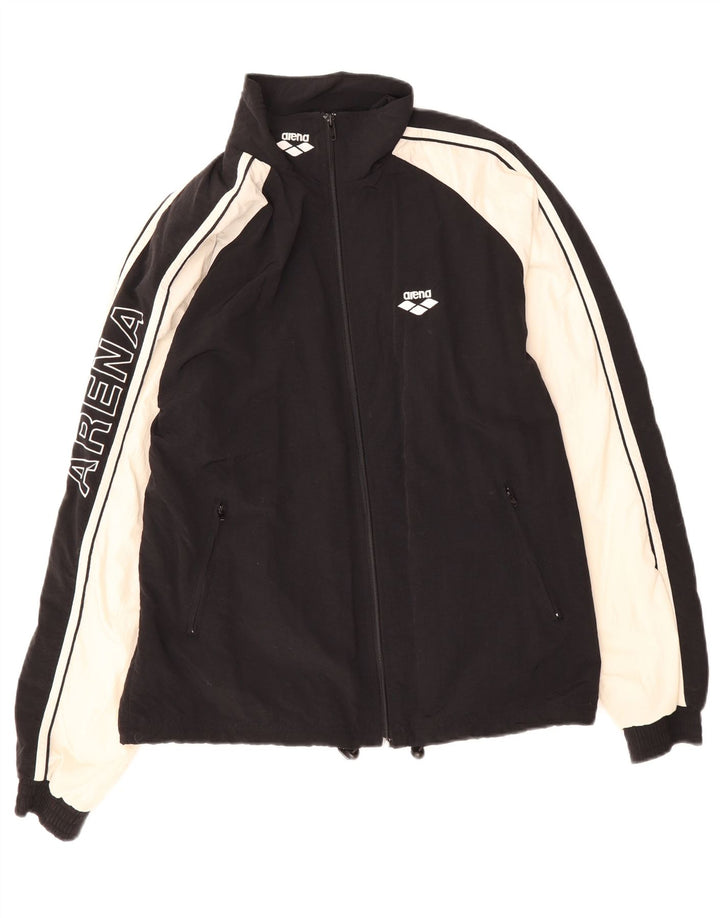 ARENA Mens Graphic Tracksuit Top Jacket Small Black Colourblock Nylon Vintage Arena and Second-Hand Arena from Messina Hembry 