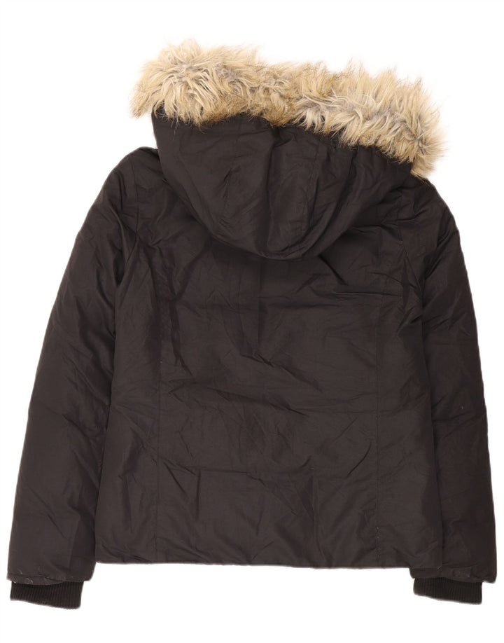 Tommy Hilfiger Wattierte Damenjacke mit Kapuze, UK 16, Größe L, Schwarz, Polyester