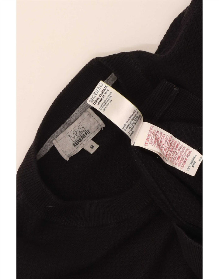 Marks & Spencer Herren-Pullover mit normaler Passform, Rundhalsausschnitt, Mittelblau
