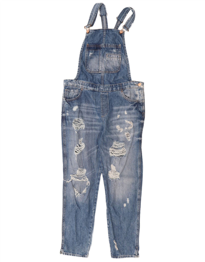 Zara Damen Trafaluc Distressed Dungarees Slim Jeans Medium W32 L27 Blau