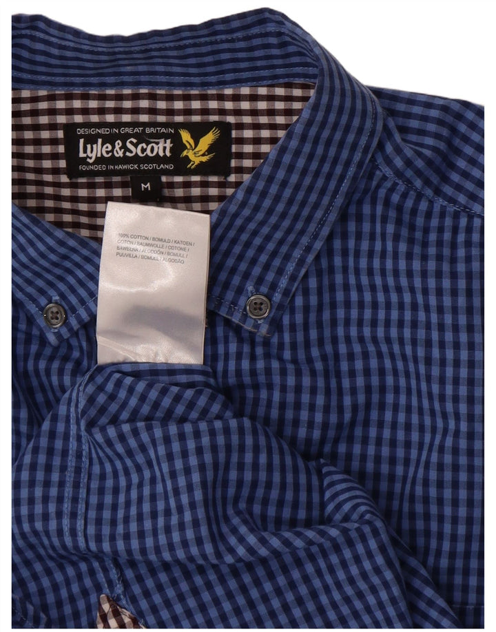 Lyle & Scott Herrenhemd aus mittelblauer Gingham-Baumwolle