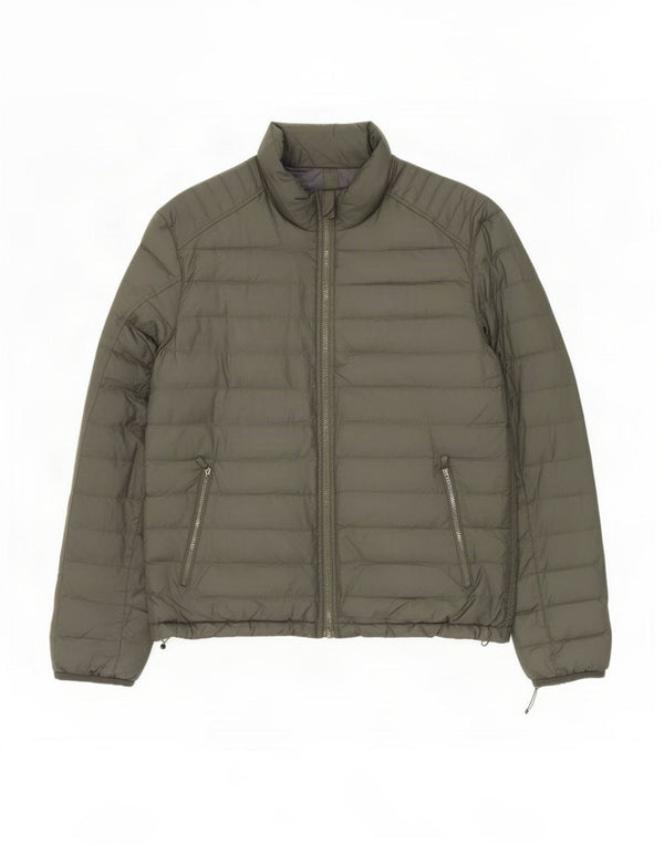 Massimo Dutti Herren Wattierte Jacke UK 40 Large Khaki Polyester