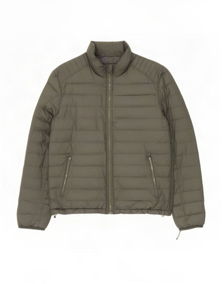 Massimo Dutti Herren Wattierte Jacke UK 40 Large Khaki Polyester