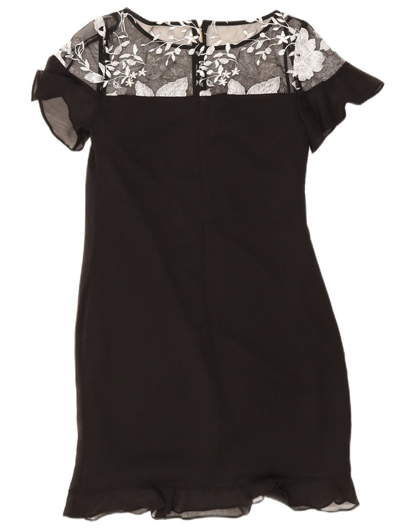 Karl Lagerfeld Damen Etuikleid US 4 Small Schwarz geblümtes Polyester