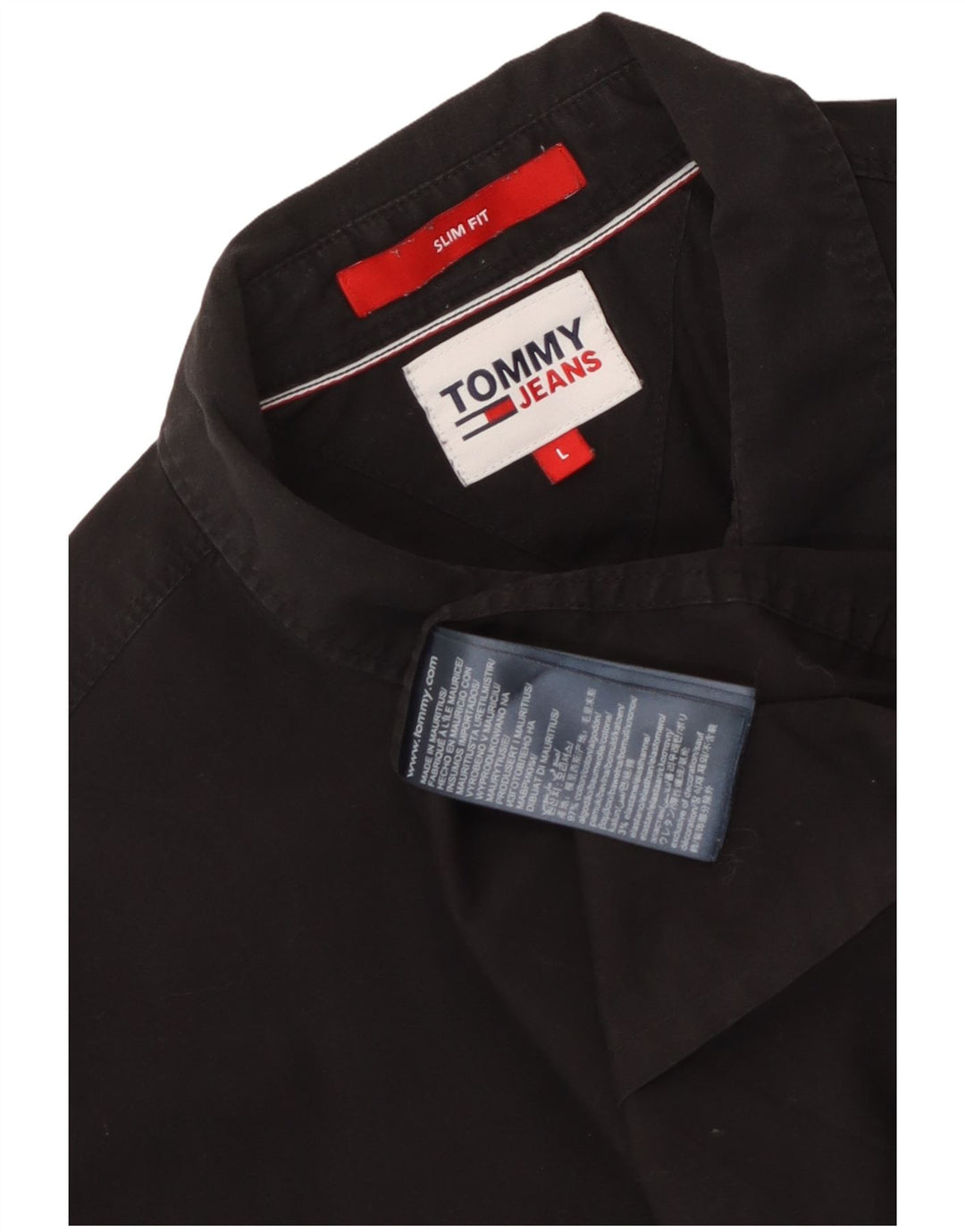 Tommy Hilfiger Herren-Slim-Fit-Hemd, groß, aus schwarzer Baumwolle