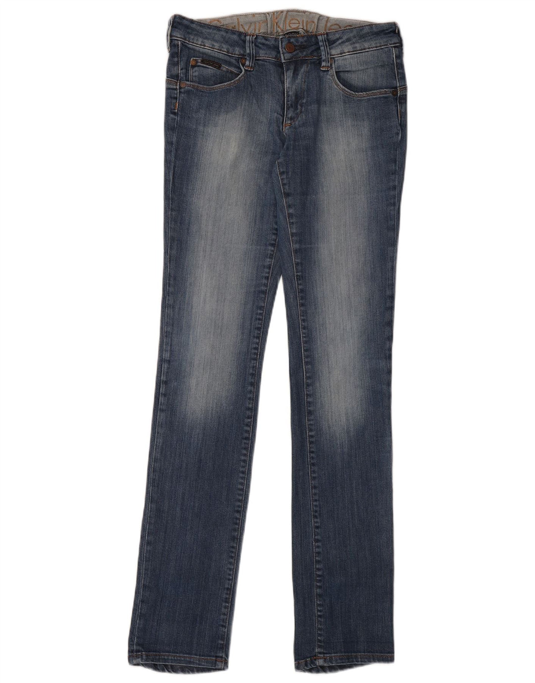Calvin Klein Damen Slim Jeans W27 L34 Blaue Baumwolle