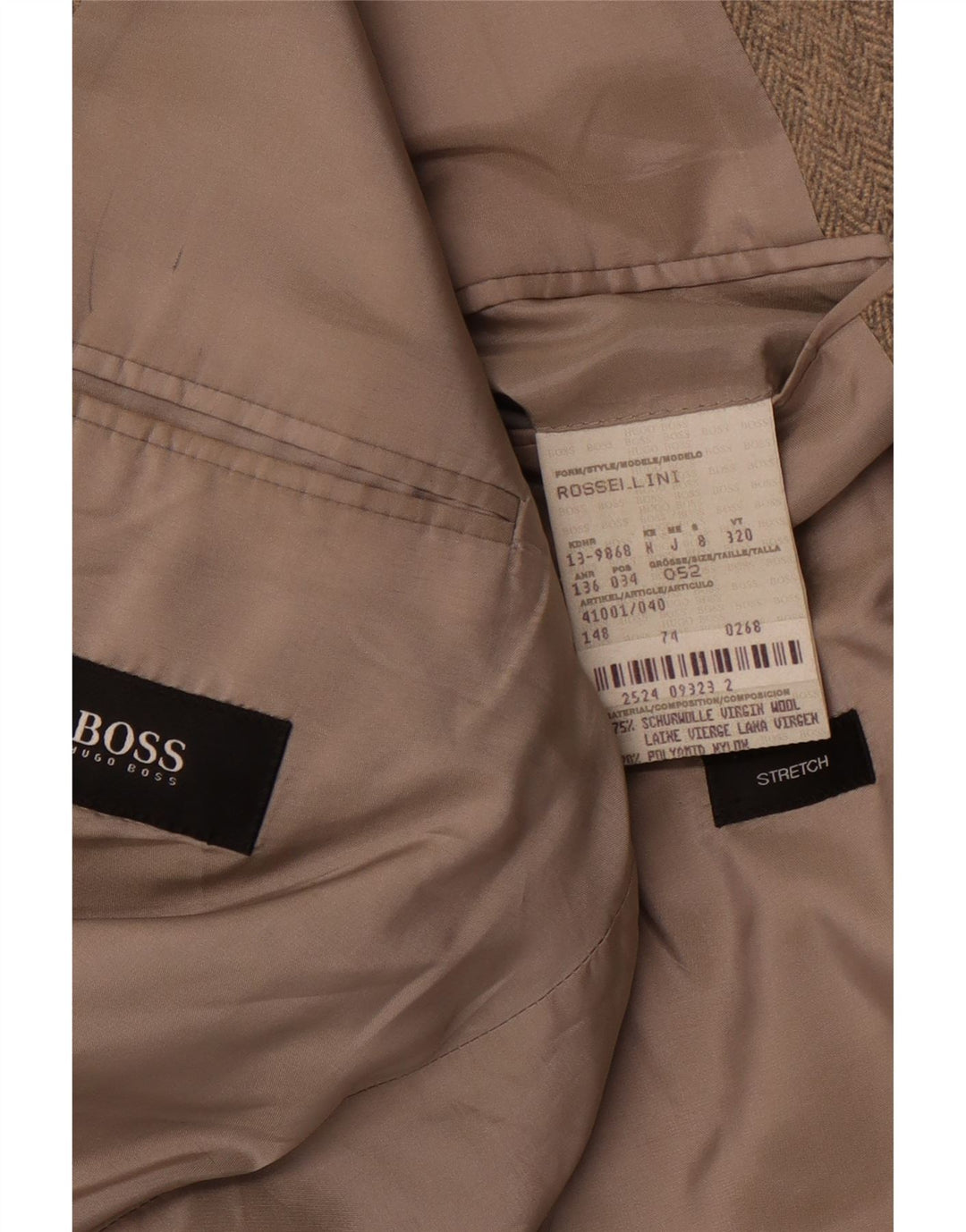 HUGO BOSS Herren Rossellini Blazer Jacke IT 52 XL Braunes Fischgrätenmuster