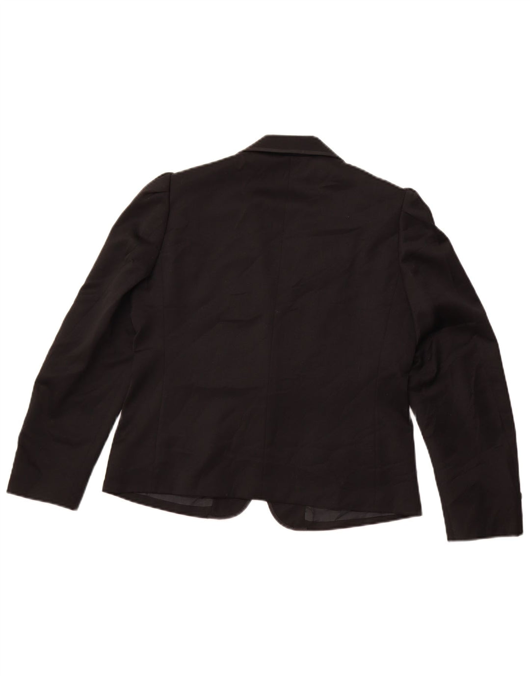 VINTAGE Damen 1-Knopf-Blazerjacke IT 42 Mittelschwarze Wolle