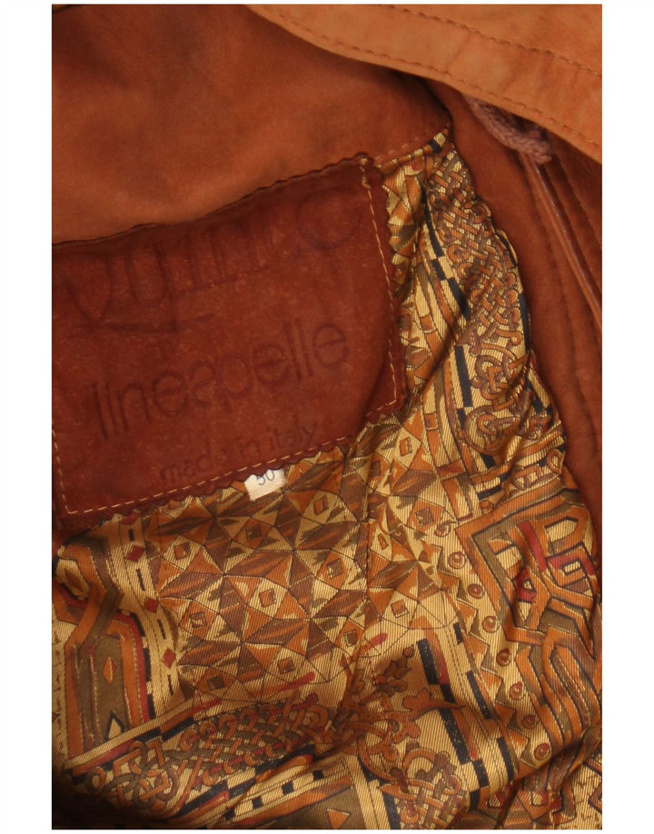 Vintage Herren-Parka aus Wildleder mit Kapuze, IT 50, großes braunes Leder