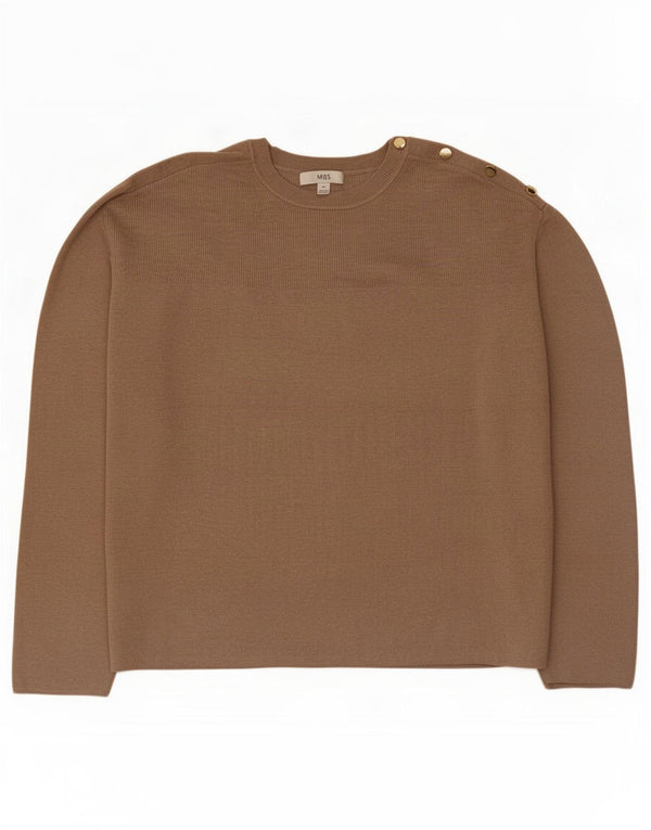 Marks & Spencer Damen-Pullover, übergroß, Rundhalsausschnitt, Gr. 18, XL, Braun