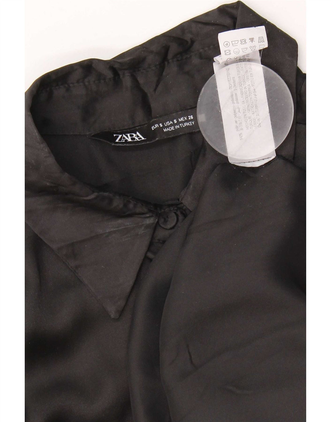 Übergroße Hemdbluse für Damen von Zara, Gr. 10, Größe S, Schwarz, Polyester