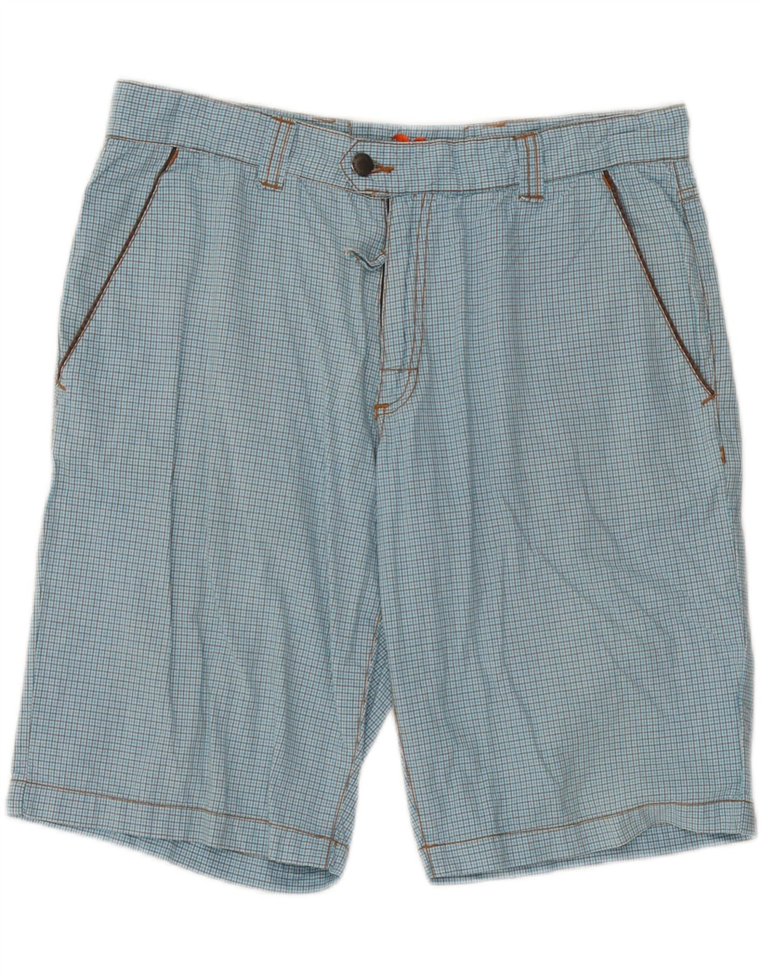 Sundek Herren-Chinoshorts W33, groß, blau kariert, Baumwolle