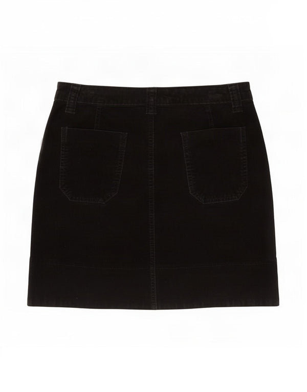 Marks & Spencer Damen Minirock UK 10 Small W27 Schwarze Baumwolle