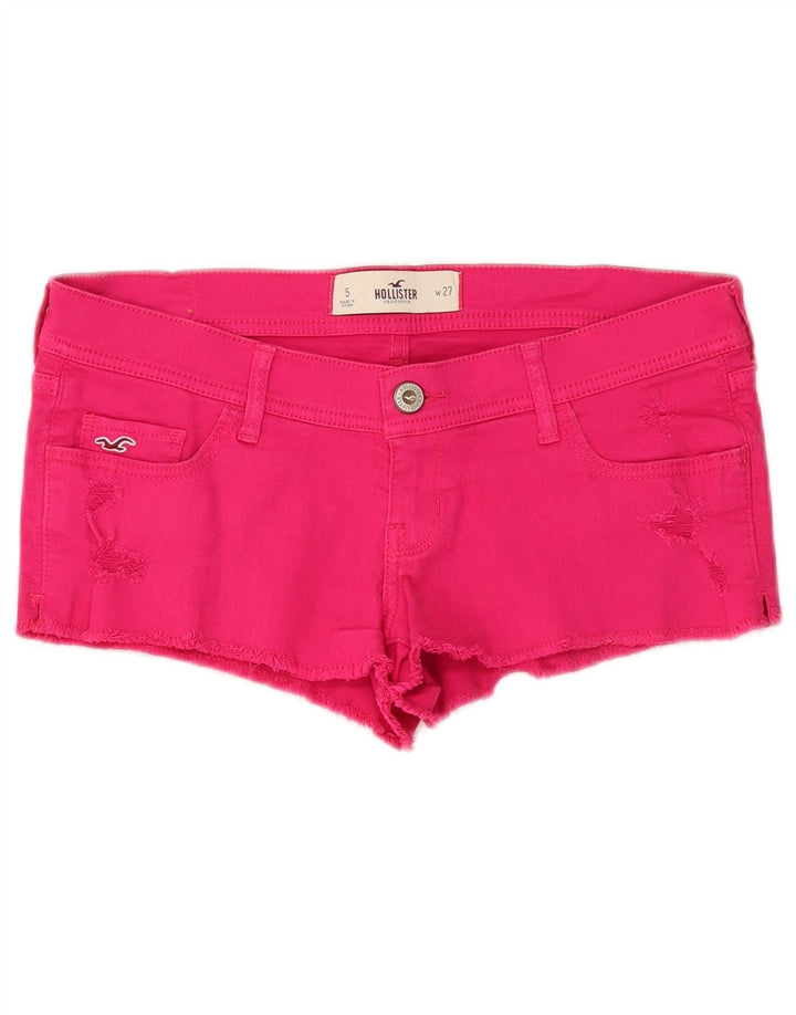 Hollister Damen Denim Distressed Hot Pants US 5 Small W27 Pink