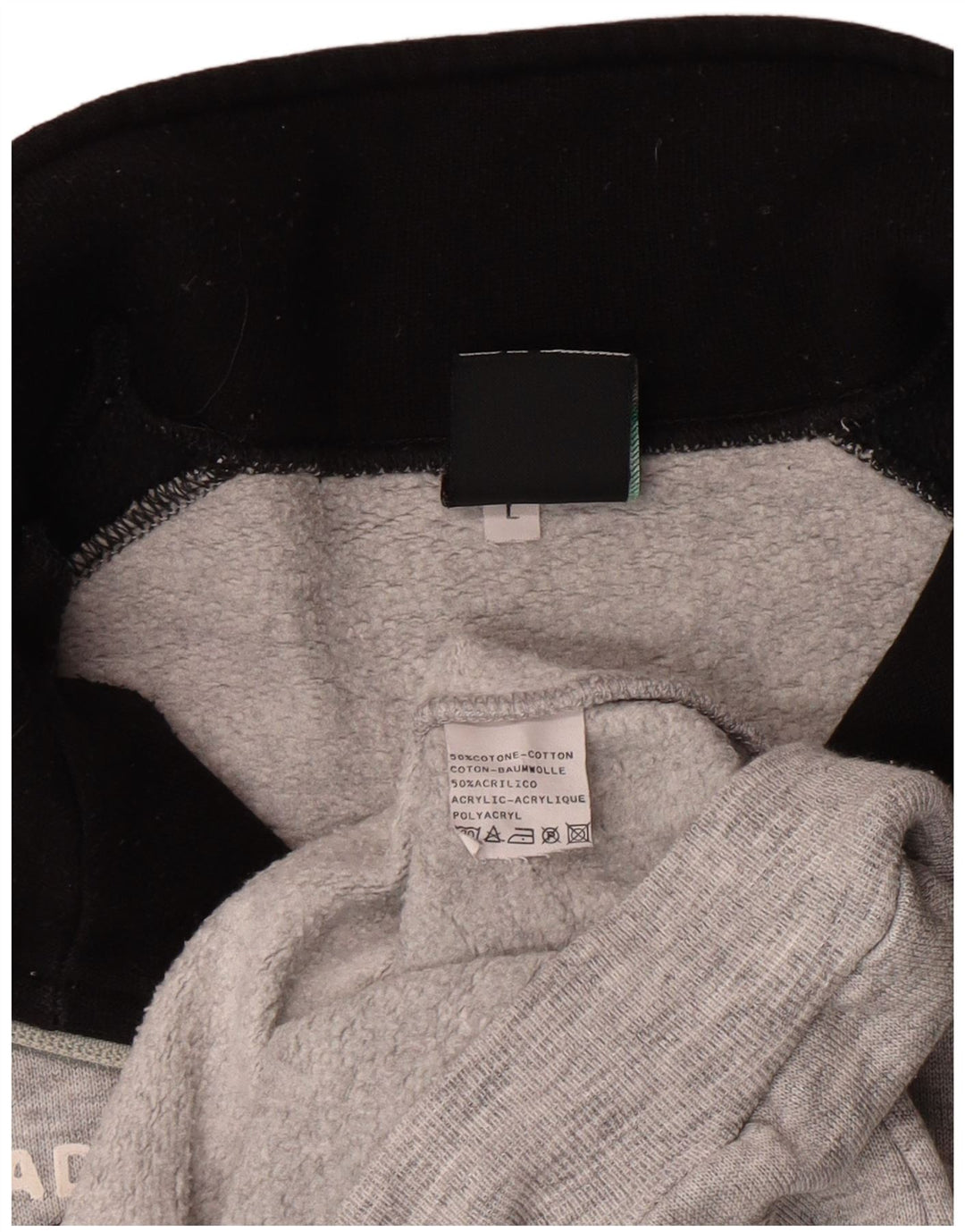 Diadora Herren-Sweatshirt mit Reißverschluss am Hals, groß, graue Blockfarben-Baumwolle