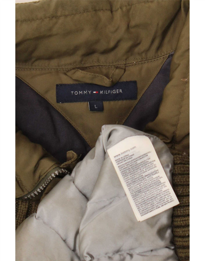 Tommy Hilfiger Herren Wattierte Jacke UK 40 Large Khaki Nylon