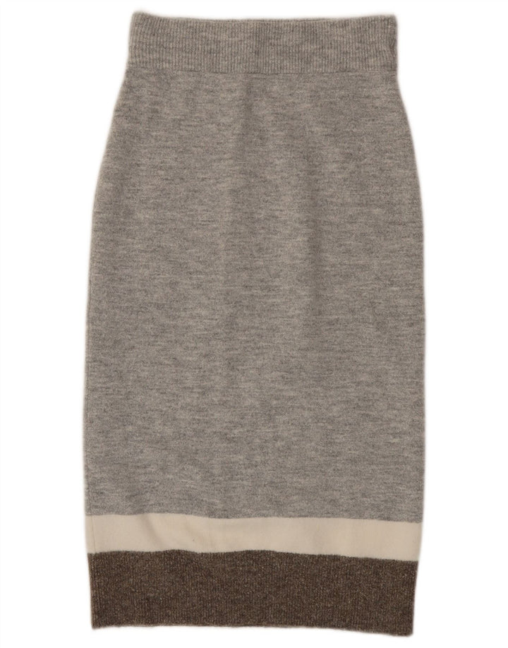 Massimo Dutti Damen-Strick-Bleistiftrock, Größe S, Größe 27, Grau, Farbblock