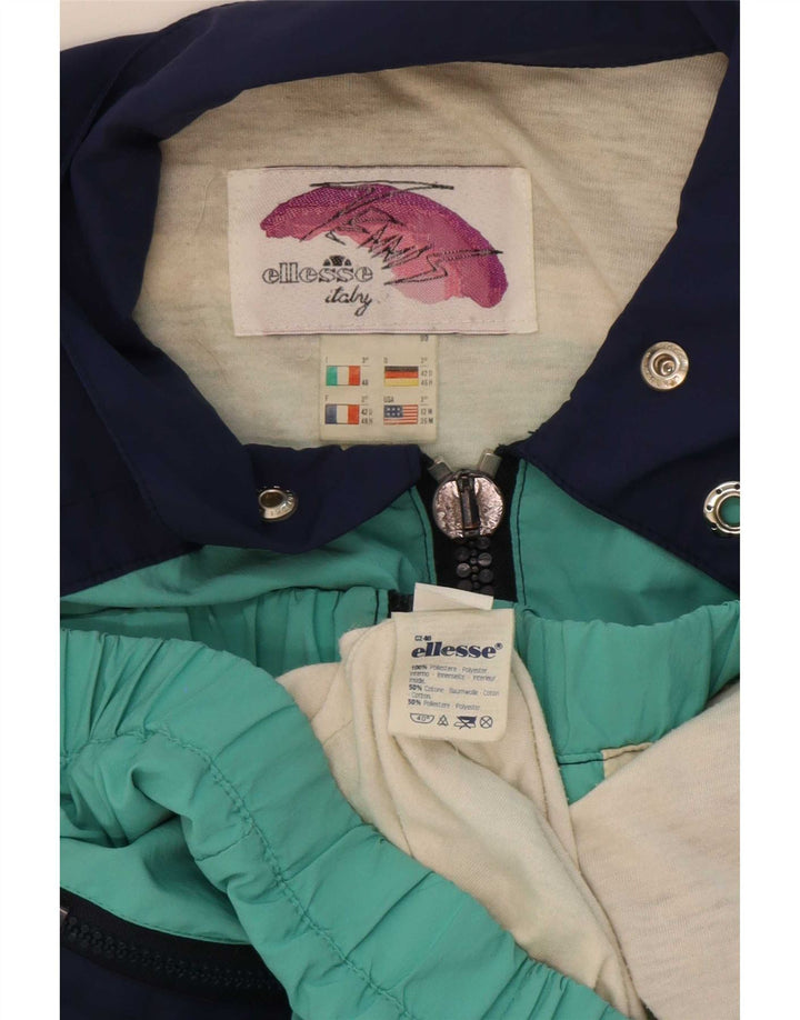 Ellesse Damen Tennis-Trainingsanzug-Top-Jacke IT 46 Large Türkis Retro