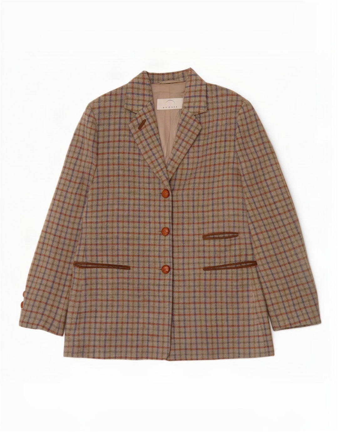 Bogner Damen-Blazer mit 3 Knöpfen, Gr. 14, groß, grün kariert