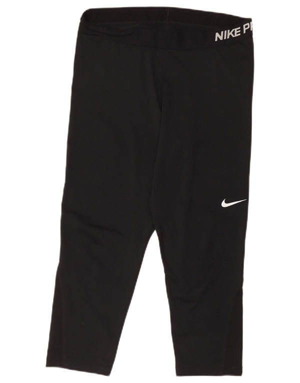 Nike Womens Dri Fit Graphic Capri Leggings UK 18 XL Schwarz Polyester