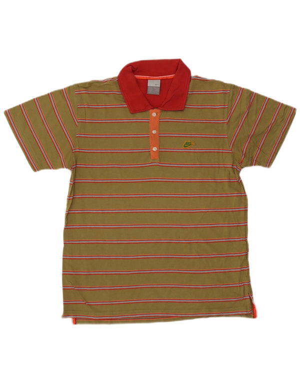 Nike Mens Polo Shirt Medium Green Striped Cotton