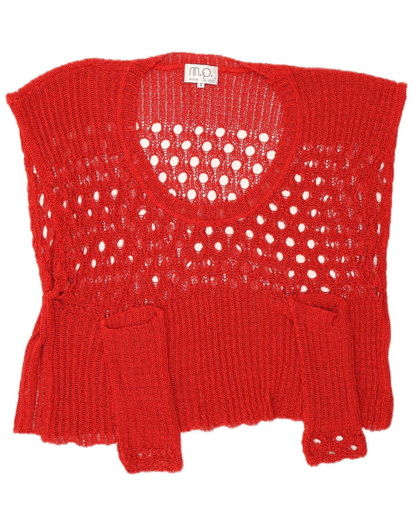 Vintage Damen Übergroßes Crop Top UK 2 2XS Rot