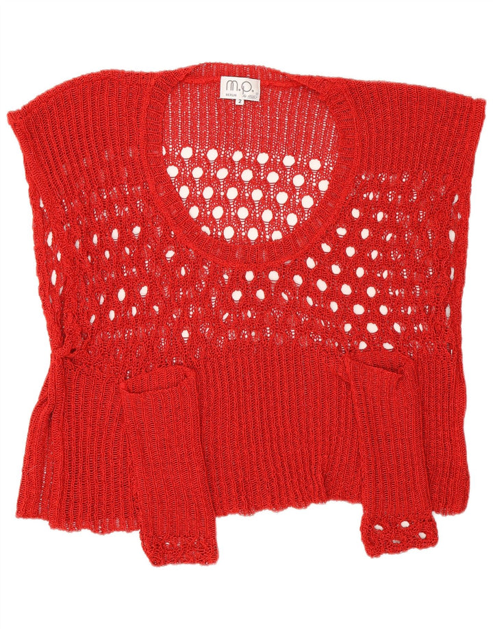Vintage Damen Übergroßes Crop Top UK 2 2XS Rot