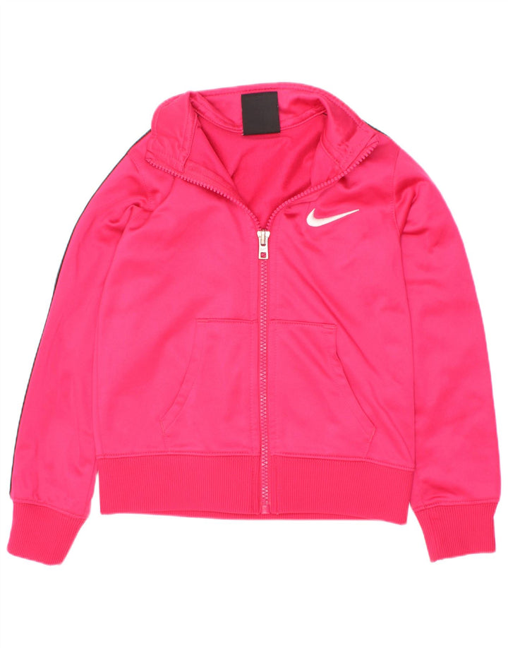 Nike Mädchen-Trainingsanzug-Top-Jacke, 3–4 Jahre, XS, rosafarbenes Farbblock-Polyester