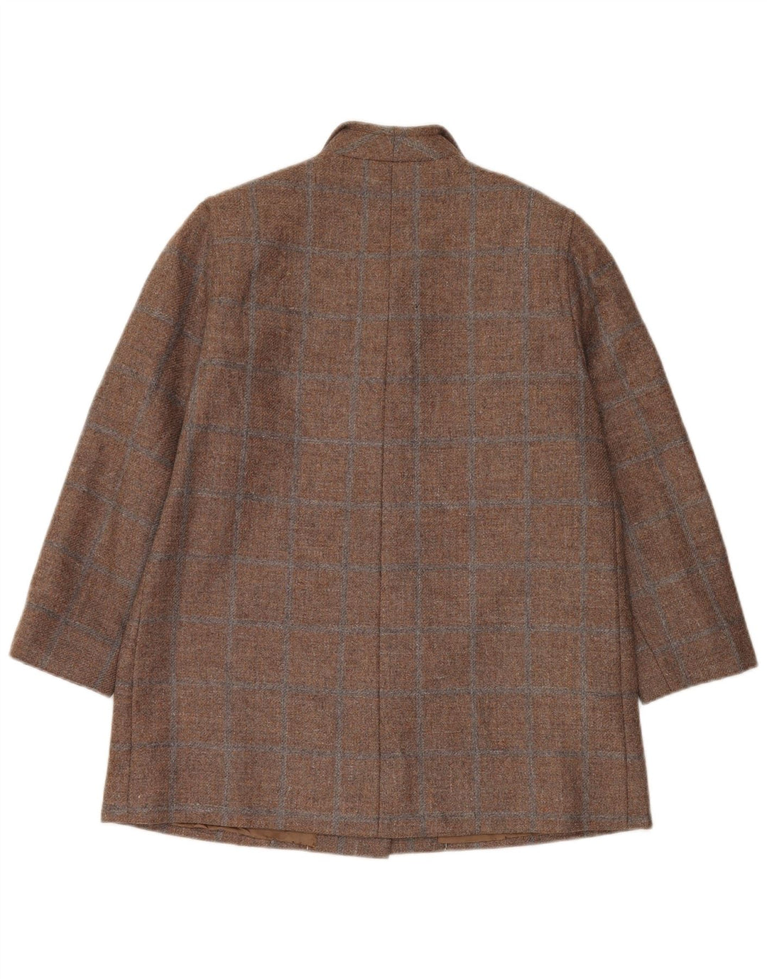 Vintage Damen 3-Knopf-Blazerjacke UK 14 Großer brauner Karo