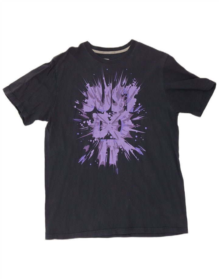 Nike Herren-T-Shirt mit normaler Passform, Grafik, Größe L, Schwarz, Baumwolle