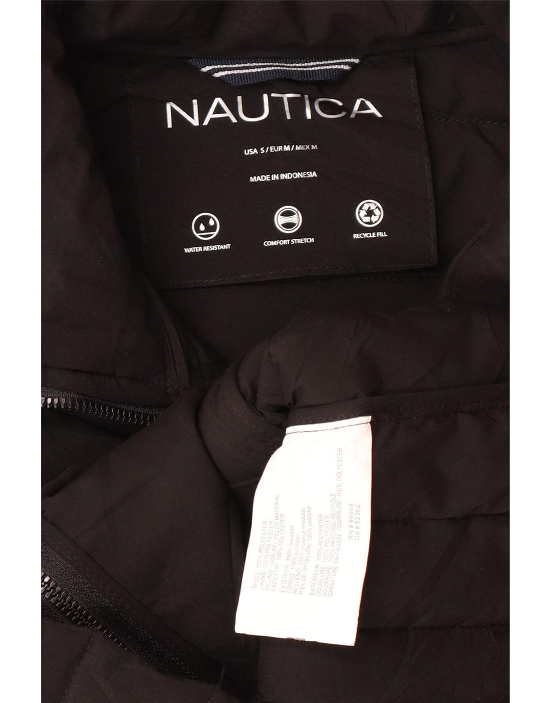 Nautica Damen Wattierte Jacke UK 10 Small Schwarz Polyester