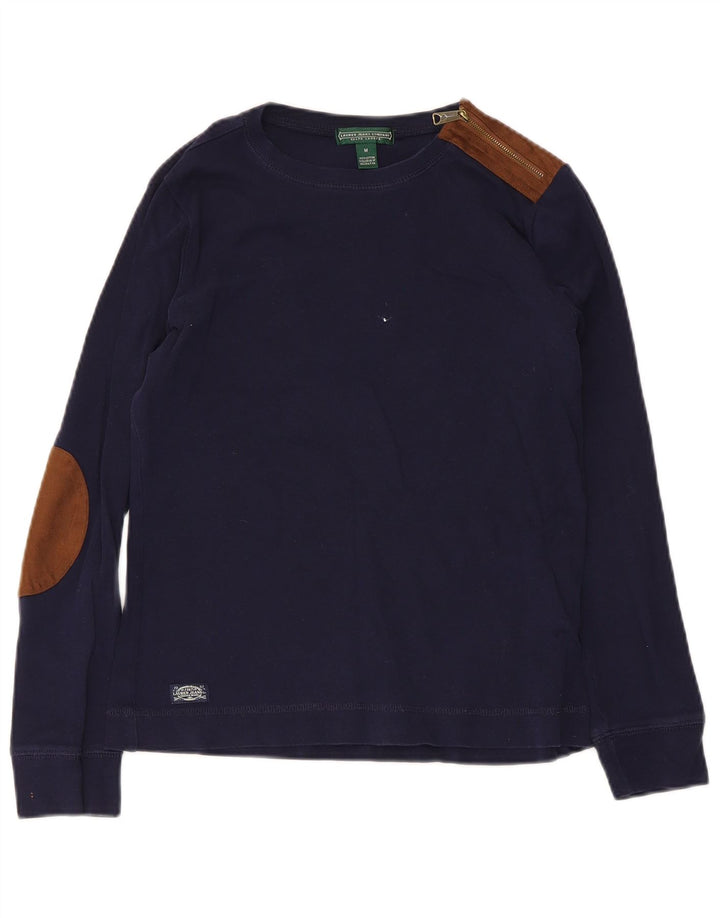 Ralph Lauren Damen Reitoberteil Langarm UK 12 Mittel Marineblau