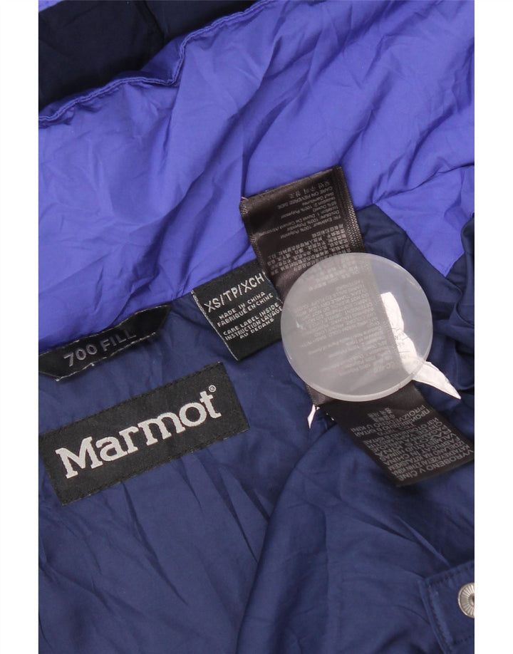 Marmot Womens 700 Fill Hooded Wattierte Jacke UK 6 XS Blau Polyester