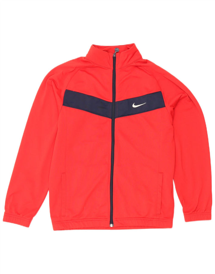 Nike Jungen-Trainingsanzug-Top-Jacke, 13–14 Jahre, XL, rotes Farbblock-Polyester