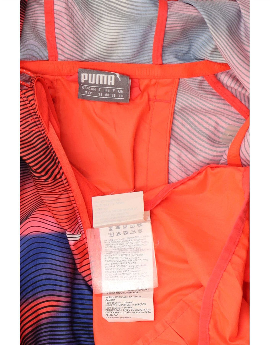 Puma Damen-Trainingsanzug mit Kapuze, Top-Jacke, UK 10, klein, mehrfarbig, geometrisch