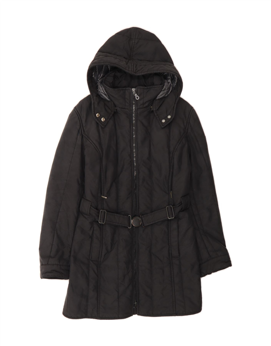 REFRIGIWEAR Womens Hooded Padded Coat UK 10 Small Black Nylon Vintage Refrigiwear and Second-Hand Refrigiwear from Messina Hembry 