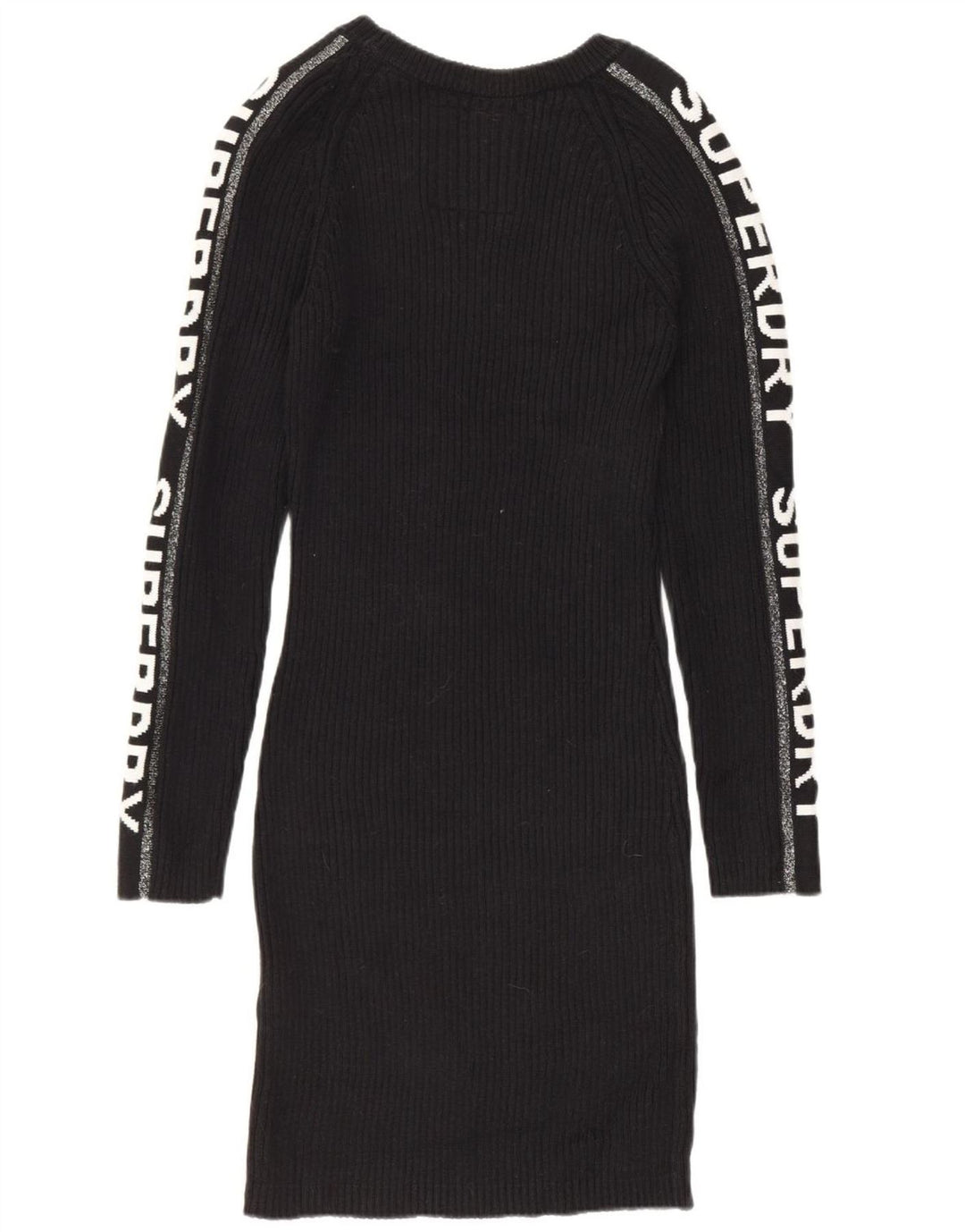 SUPERDRY Damen-Pulloverkleid mit Grafik, UK 12, Mittelschwarz, Baumwolle