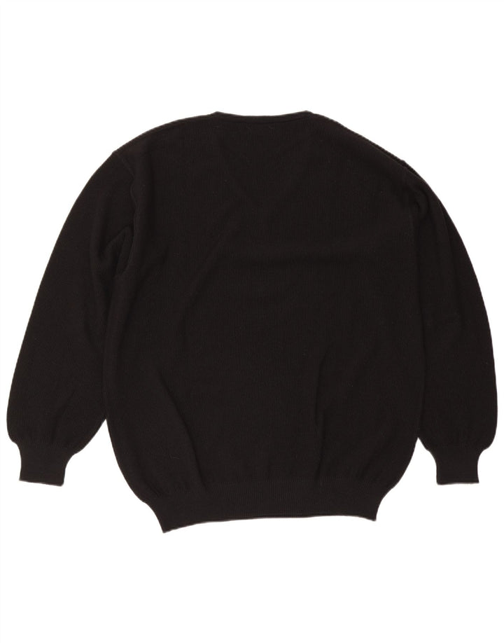 Il Granchio Herren-Pullover mit V-Ausschnitt, große schwarze Wolle