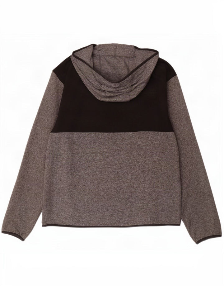 American Eagle Herren-Kapuzenpullover mit grafischem Reißverschluss, 2XL, Grau, Farbblock