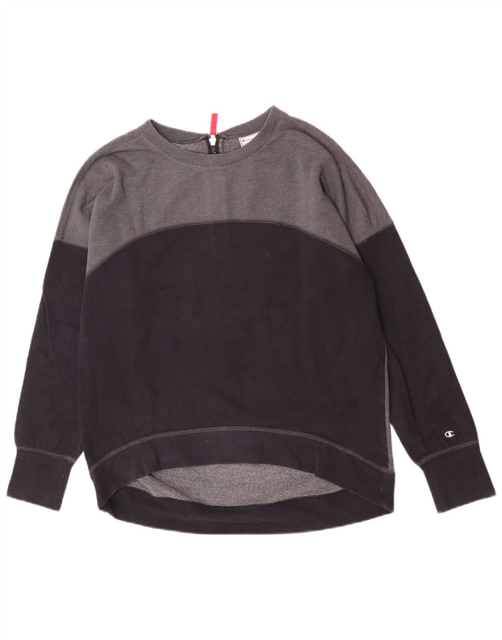 Champion Damen Sweatshirt Pullover UK 16 Large Schwarz Colourblock