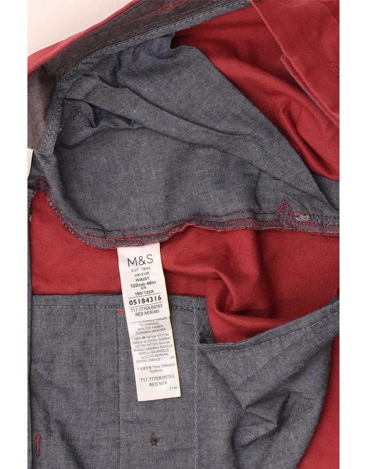 Marks & Spencer Herren Chinoshorts W48 4XL Rote Baumwolle